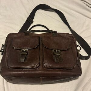 Fossil Dark Brown Leather Messenger Bag